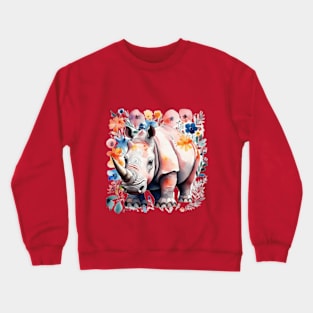 Floral rhino Crewneck Sweatshirt